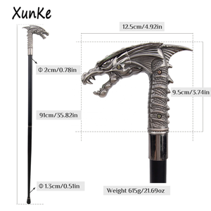 Canne de marche élégante en métal argenté en forme de pterosaure, canne de marche vintage pour gentleman, accessoire de mariage, accessoire de <span class=keywords><strong>film</strong></span> - Product Image 2