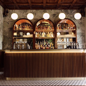 Muebles Comerciales para Cafetería, Bar, Estante para Botellas de Vino, Quiosco, Estantes de Madera con LED, Vidrio Templado, Diseño Duradero para Cafetería, Decoración de Cafetería - Product Image 1