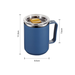 Vente en gros de gobelets isothermes avec couvercle, 450 ml, extérieur en plastique, intérieur en acier inoxydable, poignée - Product Image 2