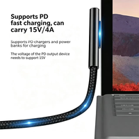 Câble de charge magnétique USB-C mâle vers Surface, cordon de charge USB-C tressé en nylon pour Surface