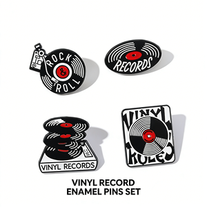 Broche <span class=keywords><strong>de</strong></span> Moda con Diseño <span class=keywords><strong>de</strong></span> Discos <span class=keywords><strong>de</strong></span> Vinilo Vintage en Blanco y Negro, Música <span class=keywords><strong>Rock</strong></span> <span class=keywords><strong>and</strong></span> <span class=keywords><strong>Roll</strong></span> Punk, Regalo - Product Image 1