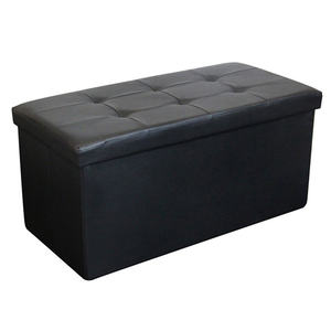 Tabouret repose-pieds pliable en PVC, banc de rangement pour salon en Faux <span class=keywords><strong>cuir</strong></span> - Product Image 2