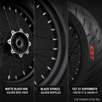 Ensemble de roues à rayons Supermoto 17 pouces en aluminium avant et arrière avec pneus Ultra Bee Direct Fit Multicolore Dirt Bike Motocross Enduro