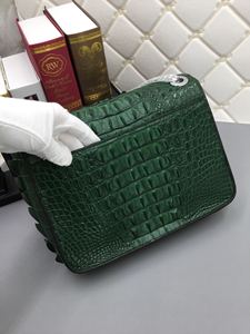 Sac à main vert en cuir de crocodile, avec bandoulière chaîne, un sac élégant pour femme pour les trajets quotidiens - Product Image 3
