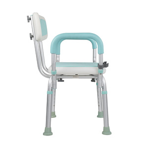 Guoyao Shower Chair Adjustable Height Aluminum Alloy With Armrests And <b>Backrest</b> Waterproof Anti Slip For Bathroom Safety - Product Image 3