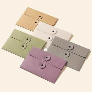 Custom Logo Wholesale Color Art <strong>Kraft</strong> Paper <strong>Envelope</strong> Packaging with <strong>String</strong> and Button - Product Image 1