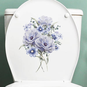 Autocollant mural de <span class=keywords><strong>toilette</strong></span> fleur violette, <span class=keywords><strong>papier</strong></span> <span class=keywords><strong>peint</strong></span> de décoration de baignoire de salle de bain, autocollant en PVC auto-adhésif - Product Image 4