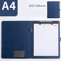 Carpeta de Archivos de Cuero PU Azul Marino A4 con Logotipo Personalizado, Organizador de Documentos, Portafolio, Libreta, Agenda para Oficina y Negocios