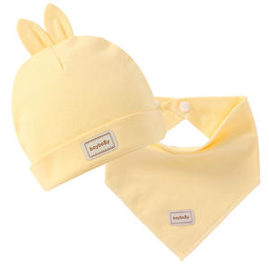 Bonnet pour bébé, bonnet d'hôpital pour <span class=keywords><strong>nouveau</strong></span>-<span class=keywords><strong>né</strong></span>, 100% coton, tricoté, double couche, avec turban - Product Image 2