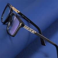 Gafas de Sol Cuadradas con Montura de Metal TR90 de Alta Gama para Hombre, Lentes Transparentes con Filtro de Luz Azul, Montura Óptica Personalizada para Miopía 93517