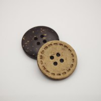 Boutons en noix de coco rétro à bords découpés au laser, 4 trous, tailles assorties 11,5/12,5/15/18/20/23 mm, boutons ronds naturels pour vêtements