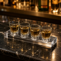 Groothandel fabrieksacryl glazen dienblad met verhoogde zijpanelen voor whiskyproef-evenementen, serviceleveranciers
