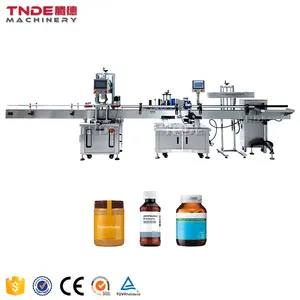 유리병 용 TNDE 자동 라인 캡핑 기계 4 휠 잠금 알루미늄 호일 씰링 기계