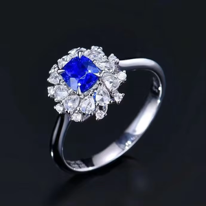 SGARIT Fine Jewelry Wholesale Solid 18k <b>White</b> <b>Gold</b> 0.8 CT Jewellery Engagement Natural Blue <b>Sapphire</b> Gemstone Diamond <b>Ring</b> - Product Image 3