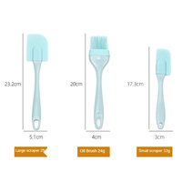 Ensemble d'ustensiles de cuisine en silicone rose écologiques sans BPA, 3 pièces, avec manche en plastique, spatule et brosse de pâtisserie