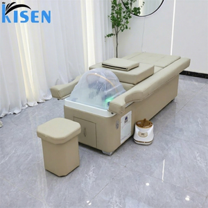 KISEN Modern Luxury Electric Shampoo <b>Bed</b> with Stainless Steel Frame PU Leather for Hair Salon Water Therapy Massage Pedicure Spa - Product Image 1