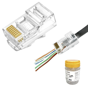 Mạng rg45 kim loại 8 Pin Cat6 nam cáp cắm UTP 8P8C vượt qua thông qua mèo 6 <span class=keywords><strong>Ethernet</strong></span> RJ45 Kết nối cắm - Product Image 1