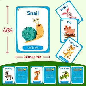 50 Tarjetas de Memoria para Niños, Desarrollo de Habilidades Linguísticas, Tarjetas de Aprendizaje con Dibujos Animados de Animales Lindos para Niños - Product Image 2