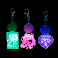 Porte-clés LED personnalisable en gros porte-clés lueur en acrylique de 15 couleurs RVB porte-clés léger écologique pour la publicité d'anniversaire