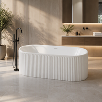 Baignoire autoportante ovale en acrylique blanc moderne, norme CE, pour 1 personne, idéale pour hôtel et villa