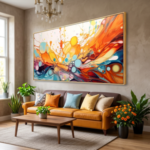 Arte Mural Enmarcado, Obra de Arte Moderna, Pintura Abstracta de Fantasía en Lienzo, Decoración de Pared Colorida para Sala de Estar, Dormitorio, Comedor, Hogar - Product Image 2