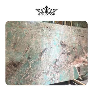 GOLDTOP OEM/ODM Granito Losa de piedra <span class=keywords><strong>natural</strong></span> Encimeras Cocina Granat verde Lujo Brasil Amazonita Losa verde y tapas de mesa - Product Image 1