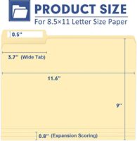 1/3 Cut Tab Letter Size 120 Pack Carpeta de archivos Carpeta de archivo para Office School Business Manila Carpeta de archivos