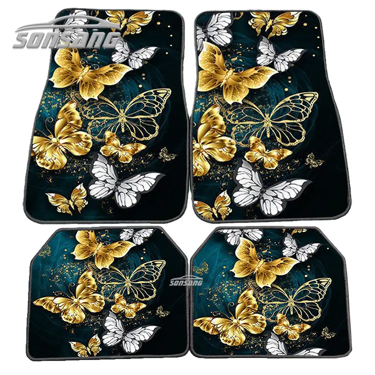 SONSANG 3D Floral Pattern Car Floor Mats Amazing Vehicle Front Rear Carpets Mats Universal Car Rugs Mat