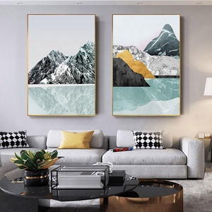 Peinture sur toile abstraite moderne <span class=keywords><strong>montagne</strong></span> <span class=keywords><strong>forêt</strong></span> coucher de soleil paysage nordique affiche imprimée mur Art <span class=keywords><strong>image</strong></span> décoration de couloir de la maison - Product Image 3