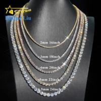 Chaîne Tennis Moissanite VVS en Argent 925, Diamant de Laboratoire, Tailles 2mm 3mm 4mm 5mm 6.5mm, Style Hip Hop Glaçé, Prix Direct Usine
