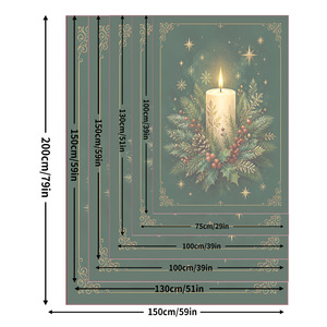Manta rectangular con estampado de linterna navideña, verde, poliéster, algodón, decoración del hogar, estilo clásico acogedor de invierno, lavable a máquina - Product Image 3