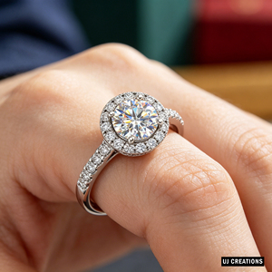 Bague de fiançailles en or massif 925/10K/14K/18K sur mesure avec diamant rond brillant de 1 carat de qualité VVS-VS cultivé en laboratoire - Product Image 5