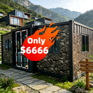 Villa préfabriquée modulaire en acier portable, maison conteneur en panneaux métalliques embossés <span class=keywords><strong>de</strong></span> 20 pieds, maison conteneur extensible - Product Image 1