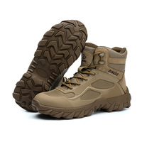 Bottes de sécurité montantes en cuir véritable avec embout en acier, antidérapantes, pour travaux de construction et miniers