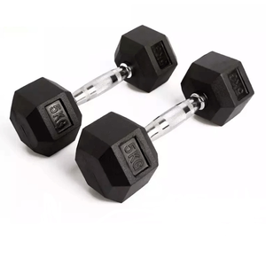 High Quality Cheap Black Color Rubber Hex <b>Dumbbells</b> Hexagon Hanteln Hantel Hexagonal Hex Dumbell Set Rubber Kg Cast Iron - Product Image 1