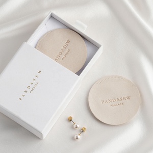 PandaSew Custom Logo New Design Luxury Microfiber Package Bag for Rings Earrings Necklace Round Gift Jewelry Pouch - Product Image 5