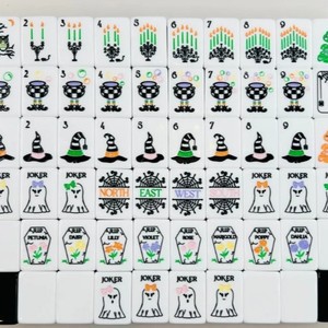 Nouvelles tuiles de mahjong américaines en acrylique double couche noir et blanc, thème fantôme d'Halloween - Product Image 4
