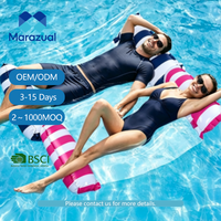 2 flotteurs gonflables rayés pour piscine, chaise longue pliable, hamac aquatique pour adultes, équipement de jeu aquatique d'été