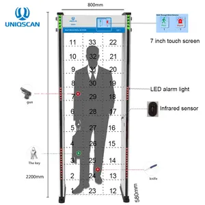 33 ZONES Security machine safety archway Metal Detector door frame industrial walk through metal detector