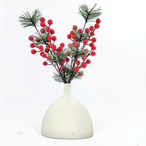 พืชดอกไม้ผลเบอร์รี่เทียมสีแดงอุปกรณ์ตกแต่งคริสต์มาสแบบทำมือ - Product Image 2