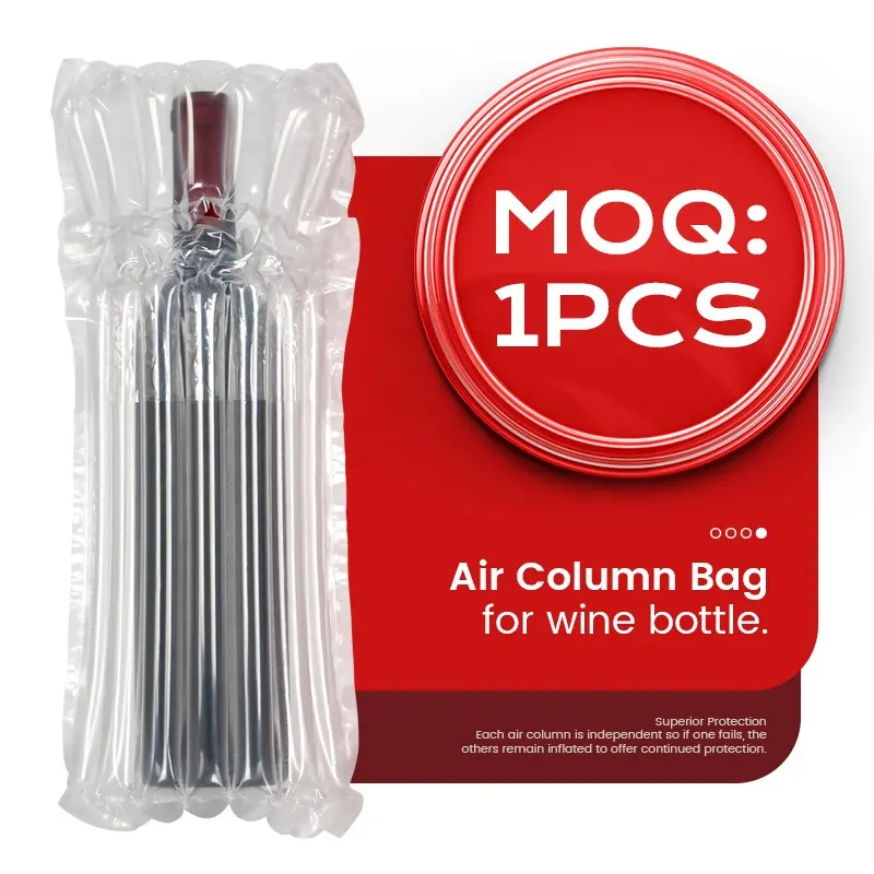 Protetor de garrafa de vinho inflável, saco de embalagem de coluna de ar resistente ao choque para amortecimento de garrafa de vinho
