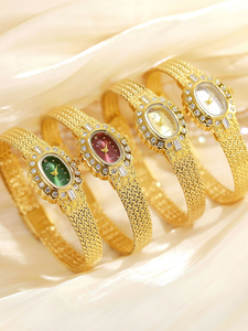 2025 nouvelle <span class=keywords><strong>montre</strong></span>-<span class=keywords><strong>bracelet</strong></span> en métal <span class=keywords><strong>Textile</strong></span> <span class=keywords><strong>bracelet</strong></span> incrusté de diamants médiéval Quartz <span class=keywords><strong>montre</strong></span> pour femme luxe haut de gamme accessoires à main - Product Image 2