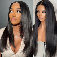 Peluca de cabello humano virgen brasileño 13x4 Virgen al por mayor de densidad 200 hueso sin pegamento recto encaje suizo frontal HD encaje para mujeres negras
