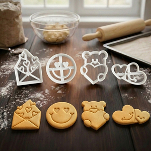 Cortador de <span class=keywords><strong>Galletas</strong></span> de Plástico Moldeado por Inyección para el Día de San Valentín, Sellos con Relieve de Osito, Sobre y <span class=keywords><strong>Cara</strong></span> <span class=keywords><strong>Sonriente</strong></span>, Moldes de Empuje para Hornear para Niños - Product Image 3
