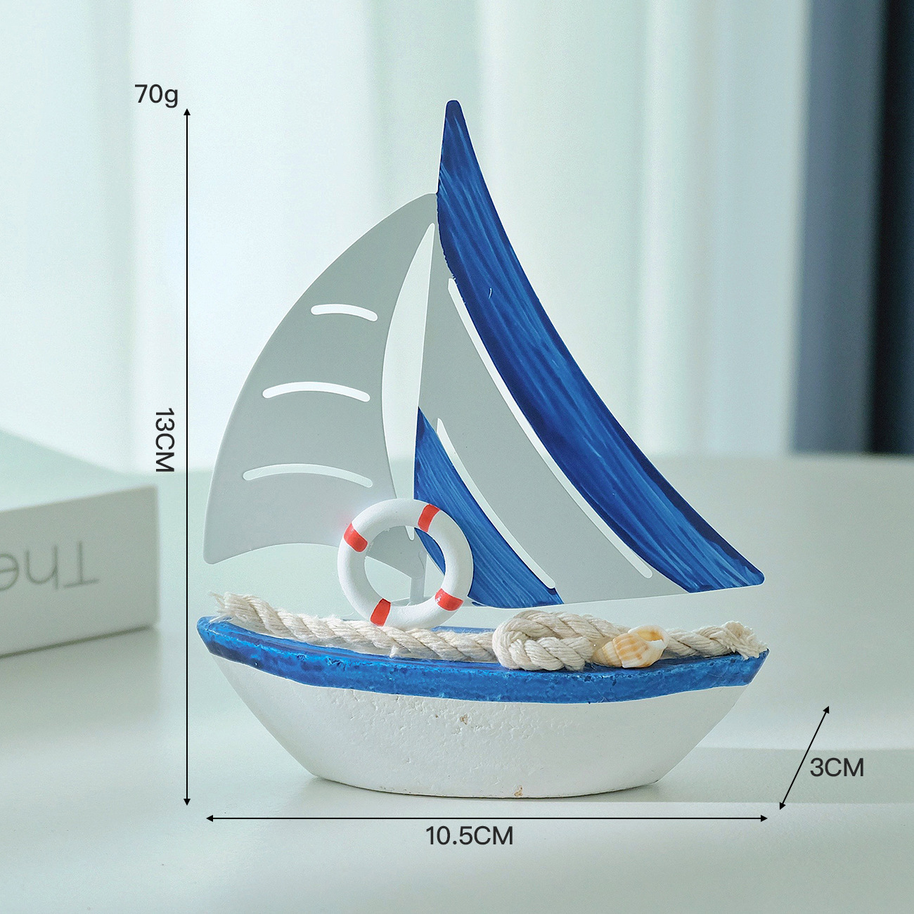 Iron sailboat deep blue life ring