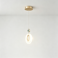 Lampe suspendue ovale simple de luxe moderne, dorée, LED, mini, pour chevet
