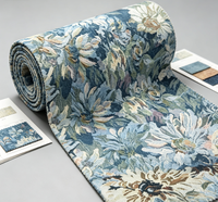 Tissu Jacquard Brocart Floral Style Peinture à l'Huile Monet, 70% Polyester 30% Coton, Teint en Fil, Tissage Haute Densité, 305 GSM