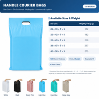 Sacs d'expédition à poignée pour colis, disponibles en six couleurs, avec soufflet latéral et largeur inférieure, pour l'e-commerce, support des commandes en gros