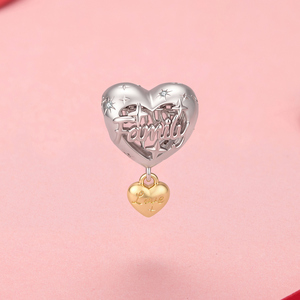 Pendentif en forme de cœur, charme familial, plaqué or, alliage, unisexe, bijou romantique, cadeau - Product Image 2