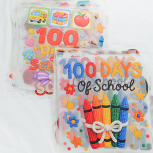 Transferencia Térmica DTF de Chenilla con Letras de 100 Días de Clases, Diseño de Verano, para Camisetas, Ideal para Profesores de Fútbol - Product Image 5